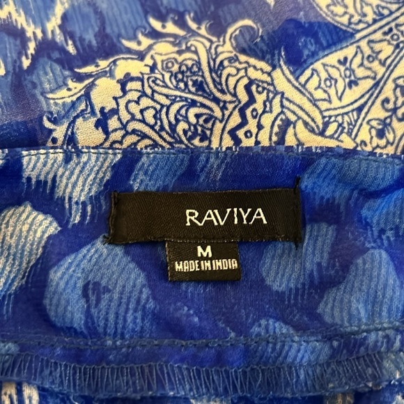 Raviya Blue & White Boho Floral Beaded Flowy Beach Swimsuit Cover Up Size Medium - Picture 7 of 8